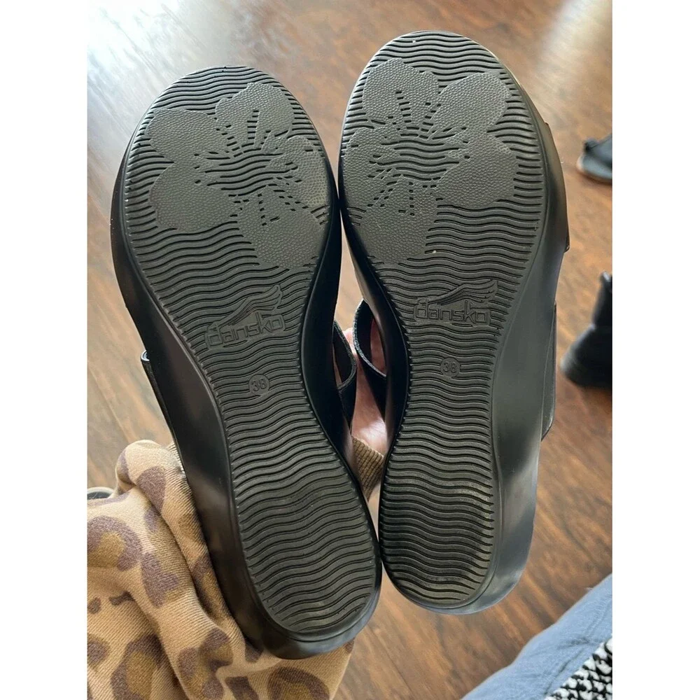 Dansko Dixie Velcro Strap Sequin Swirl Comfort Sandals Black Size 38
